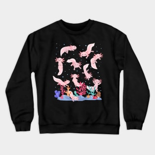 Axolotl Fish Ocean Walking Underwater White-Axolotl Lizard Crewneck Sweatshirt